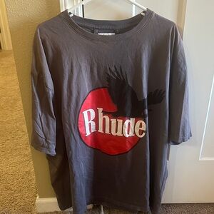 Rhude Charcoal Tee with Red Emblem
